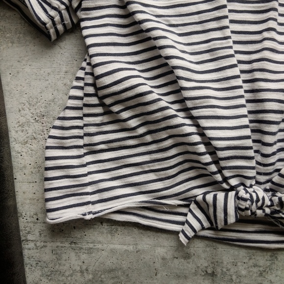 TOPSHOP tie front crop tee blue white stripe 0833 - Picture 8 of 8